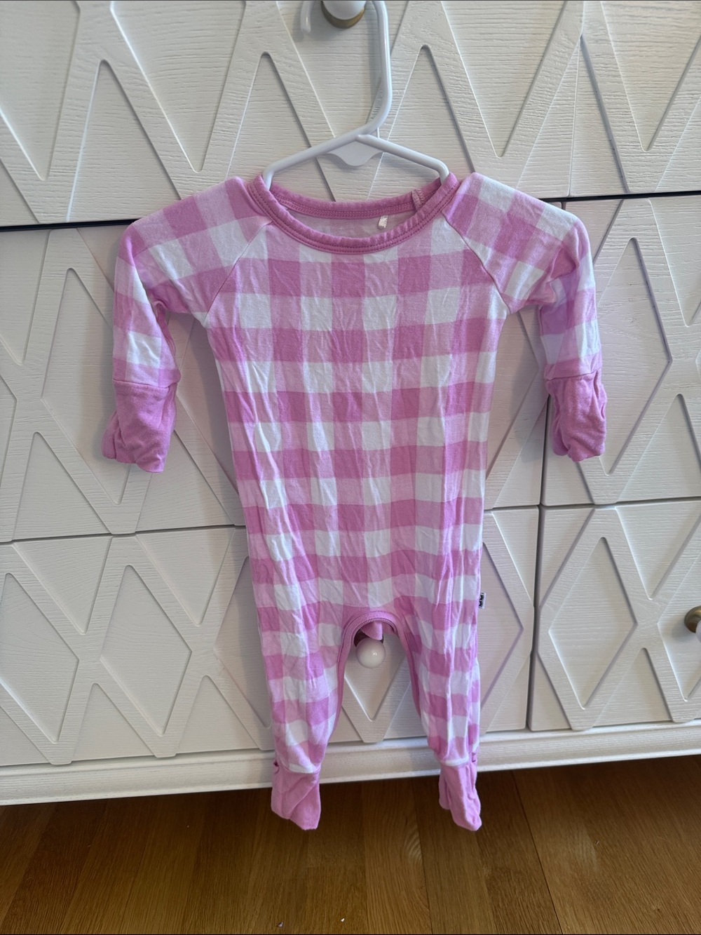 Little Sleepies Pink and White Gingham Zippie